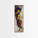 Retro Kitchen Wall Art, Still Life Painting Of Fruit Canvas Print, Narrow Art, Narrow Wall Art, Tall Skinny Art, Skinny Narrow Wall Art