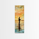 Framed Canvas Print Fishing Silhouette Art Above Sofa Art Southwest Wall Art Gift Idea Living Room Art Nature Lover's Unique Home Decor