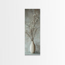 Framed Canvas Print Tall Skinny Art with Rustic Wildflower Painting, Botanical Wall Art, Wabi Sabi Art, Living Room Decor, Gift Idea Her