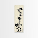 Framed Canvas Print Cherry Blossom Painting Black and White Floral Art, Wabi Sabi Decor, Japanese-Inspired Wall Art, Skinny Canvas Gift
