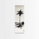 Canvas Print Black and White Palm Tree Painting Minimalist Tropical Wall Art, Wabi Sabi Art, Above Couch Decor, Tall Skinny Art Print