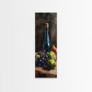 Restaurant Wall Art Still Life Oil Painting Print, Wine Bottle Painting, Tall Narrow Wall Art, Skinny Tall Art, Kitchen Decor, Wine Cellar Art