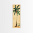 Framed Canvas Print Tall Skinny Palm Tree Art Nautical Coastal Decor, Beach-Inspired Tropical Wall Art, Guest Room Art, Gift Idea Her