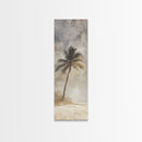 Framed Canvas Print Moody Palm Tree Painting, Coastal Landscape Art, Wabi Sabi Art, Above Sofa Wall Decor, Rustic Beach Scene Print