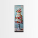 Wedding Decor Painting Print of a Wedding Cake - Framed Canvas Print - Wedding Decorations - Wedding Art - Tall Skinny Wall Art - Narrow Art