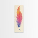 Funky Feather Painting Print - Framed Canvas - Home Decor - Tall Narrow Art - Feather Wall Art - Southwestern Decor