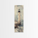 The Light House Framed Canvas Print - Nautical Seascape Painting - Lighthouse Art - Coastal Seascape Painting Tall Narrow Wall Art
