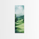 Watercolor Mountain Art Canvas Print Rustic Landscape Art Above Bed Wall Art Extra Wide Art Vertical Wall Art Green Wall Art Gift