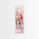 Bicycle Art Canvas Print Retro Pink Wall Art Long Narrow Vintage Style Above Couch Gift Idea Light Pink Minimalist Wabi Sabi Art