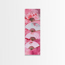 Elegant Fans Canvas Print - Chinoiserie Style Long Narrow Wall Art, Vintage-Inspired Pink Artwork, Skinny Vertical Painting