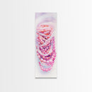 Pastel Beads Canvas Print - Whimsical Tall Narrow Art, Pink Pearl Inspired Jewelry Painting, Vertical Art for Boho Bedroom