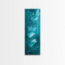 Textured Brushstroke Framed Canvas Print in Bold Teal, Geometric Wall Art, Vertical Wall Art, Coastal Decor, Bedroom Art, Gift Idea