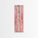 Pink Floral Curtains Framed Canvas Print Whimsical Art Light Pink Wall Art Vertical Wall Art Minimalist Art Rustic Decor Gift