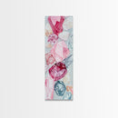 Gemstone Watercolor Painting Framed Canvas Print, Whimsical Pink Abstract Wall Art, Geometric Skinny Vertical Bedroom Art