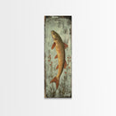Trout Art Rustic Framed Canvas Print Skinny Vertical Art Fly Fishing Art Rustic Decor Tall Narrow Art Guest Room Wall Decor