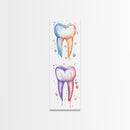Watercolor Teeth Canvas Print, Dentist Office Vertical Wall Art, Vibrant Dental Art Print for Gift Ideas