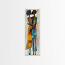 Afrocentric Couple Dancing Framed Canvas Print Colorful Abstract Painting Black Love Home Decor Tall Narrow Art Gift Idea