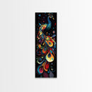 Dynamic Peacock Framed Canvas Print with Swirling Colors, Vibrant Bird Art Perfect Vertical Wall Art and Boho Home Decor Accent