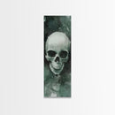 Minimalist Skull Canvas Print in Dark Green Tones, Wabi Sabi Art with Rustic Decor Style, Perfect for Unique Wall Art Accent