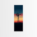 Canvas Print Moody Sunset Windmill Wall Art, Vertical Rustic Decor, Tall Narrow Farmhouse Artwork, Gift Idea for Living Room