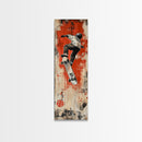 Skateboarder Canvas Print, Red and Black Urban Wall Art, Graffiti Inspired Vertical Artwork, Gift Idea for Living Room or Teen Bedroom
