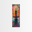 Yoga Art Framed Canvas Print Meditation Decor Zen Wall Art Vibrant Painting Vertical Art for Bedroom or Yoga Room