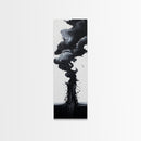 Smoke Abstract Art Canvas Print Black White Contemporary Modern Home Decor Moody Wall Art Vertical Long Narrow Artwork