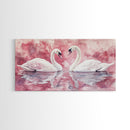 Elegant Swan Painting Framed Canvas Print Featuring Swan Painting and Moody Art Pink Wall Art Bedroom Wall Art Romantic Living Decor