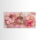 Pink Gemstone Jewelry Canvas Print, Feminine Elegant Artwork, Glamorous Rose Painting, Living Room Wall Art, Unique Decorative Gift