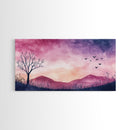 Twilight Meadow Framed Canvas Print, Whimsical Starry Night Art, Moody Nature Painting, Dreamy Purple Landscape, Wall Decor Gift Idea