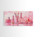 Pink Makeup Canvas Print | Therapy Art | Feminine Wall Art | Light Pink Bedroom Decor | Romantic Vanity Framed Canvas Print