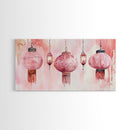 Pink Lanterns Canvas Print Chinoiserie Wall Art Moroccan Wall Art Whimsical Art Living Room Art Rustic Decor Fall Gift Idea