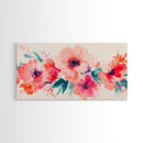 Bright Wildflower Canvas Print | Pink Orange Botanical Art | Nature Inspired Wall Decor | Living Room Framed Artwork | Unique Gift Idea