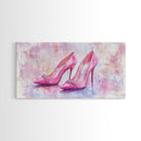 Glamorous Pink High Heels Canvas Print, Fashion Art, Whimsical Room Decor, Light Pink Wall Art, Feminine and Stylish Bedroom Art