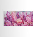 Pink Gemstone Art Framed Canvas Print Sacred Geometry Wall Art Whimsical Art Vertical Wall Art Bedroom Decor Unique Gift Idea
