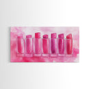Lipstick Row Canvas Print | Pink Wall Art, Whimsical Decor, Light Pink Art, Feminine Gift Idea, Living Room Art, Above Couch Decor
