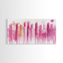 Assorted Lipstick Shades Illustration in Light Pink Wall Art on Canvas Print, Makeup Lover's Room or Vanity Decor Idea