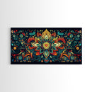 Elaborate Mandala Framed Canvas Print, Vibrant Boho Art, Spiritual Zen Wall Art, Geometric Ethereal Painting, Colorful Sacred Geometry