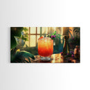 Tropical Sunset Cocktail Canvas Print, Vibrant Kitchen Wall Art, Foodie Home Decor, Botanical Drink Painting, Dining Room Cocktail Art