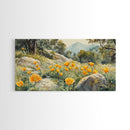 California Poppy Art Landscape Framed Canvas Print Wildflower Wall Art Rustic Decor Above Sofa Living Room Art Gift Idea