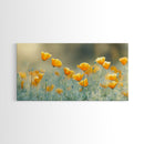 Golden Poppy Floral Canvas Print California Wildflower Art Botanical Wall Decor Rustic Style Extra Wide Horizontal Landscape Art