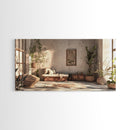 Serene Boho Nook Canvas Print, Minimalist Wabi Sabi Wall Art Vertical Decor, Rustic Botanical Artwork Guest Room Inspiration Idea