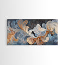 Swirling Blue Orange Canvas Print, Geometric Wall Art Nautical Rustic Decor, Moody Abstract Artwork Idea Horizontal Living Room Design