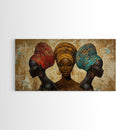 Elegant African Women Canvas Print, Bold Afrocentric Wall Art Decor, Moody Abstract Painting, Unique Bedroom Art Gift Idea