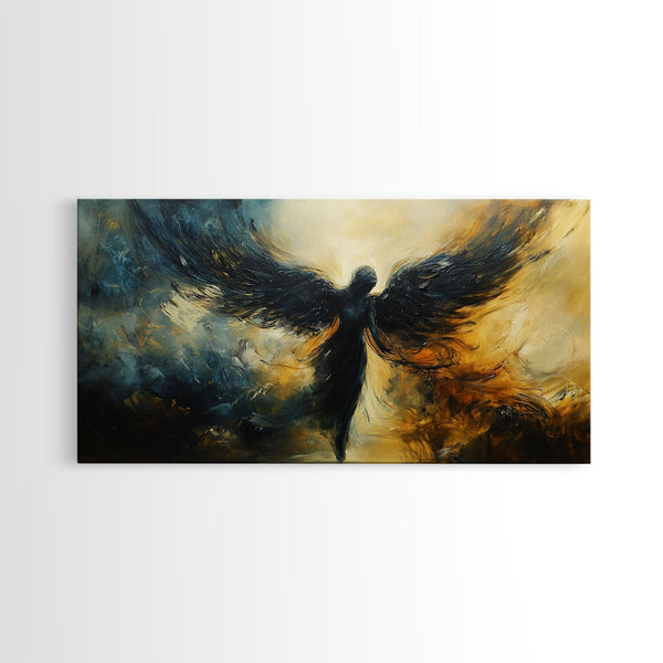 Dark Angel Framed Canvas Print with Moody Art and Dark Angels Wall Art Perfect Gothic Bedroom or Living Room Statement Piece