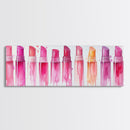 Vibrant Lipstick Shades Canvas Print, Pink Makeup Wall Art, Feminine Bedroom Decor, Whimsical Beauty Room Artwork Gift Idea
