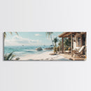 Tropical Beach Framed Canvas Print Coastal Landscape Art Nautical Decor Relaxing Living Room Wall Art Panoramic Seascape Painting