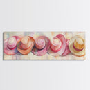 Pink Hats Wall Art Canvas Print Pearlescent Elements, Minimalist Abstract Artwork, Perfect Addition to Feminine Rustic Decor