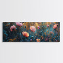 Twilight Wildflower Canvas Print Moody Art Poppy Painting Botanical Wall Art Whimsical Living Room Autumn Rustic Floral Decor