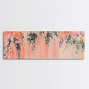 Floral Wildflower Painting Framed Canvas Print, Watercolor Botanical Prints in Peach and Green, Vertical Rustic Farmhouse Wall Art